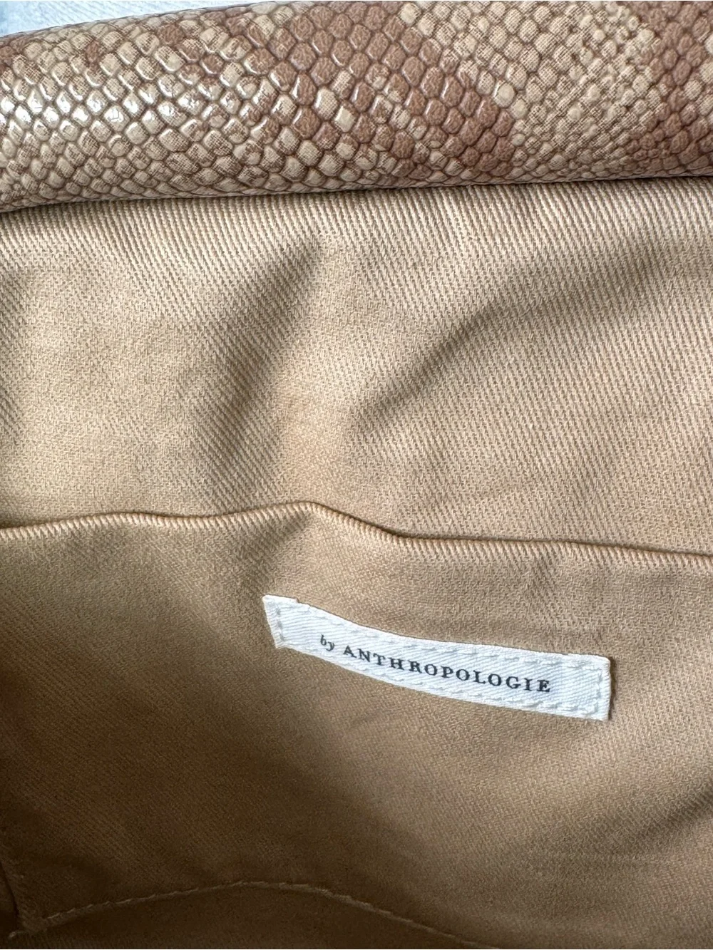 Anthropologie Woven Chevron Pouch Shoulder Bag Beige Tan Gold Chain Strap